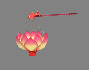 Festive lantern - Lotus Paper Lantern - Candle 3D model