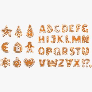 Gingerbread Cookies Alphabet and Figures Big Christmas Collection