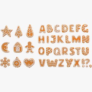 Gingerbread Cookies Alphabet and Figures Big Christmas Collection