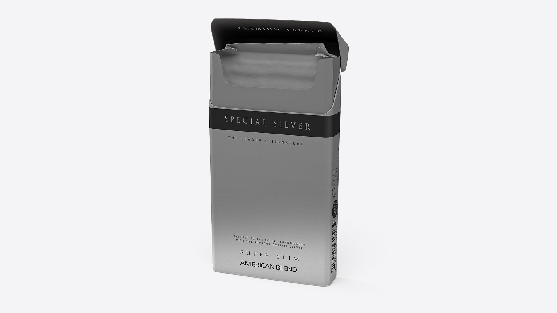 Pack of Cigarettes Super Slim Silver Empty 3D model preview