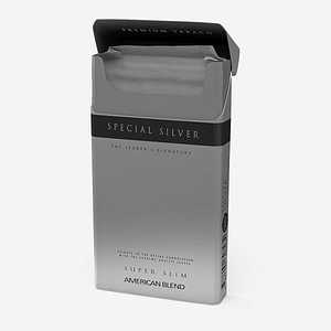 Pack of Cigarettes Super Slim Silver Empty model