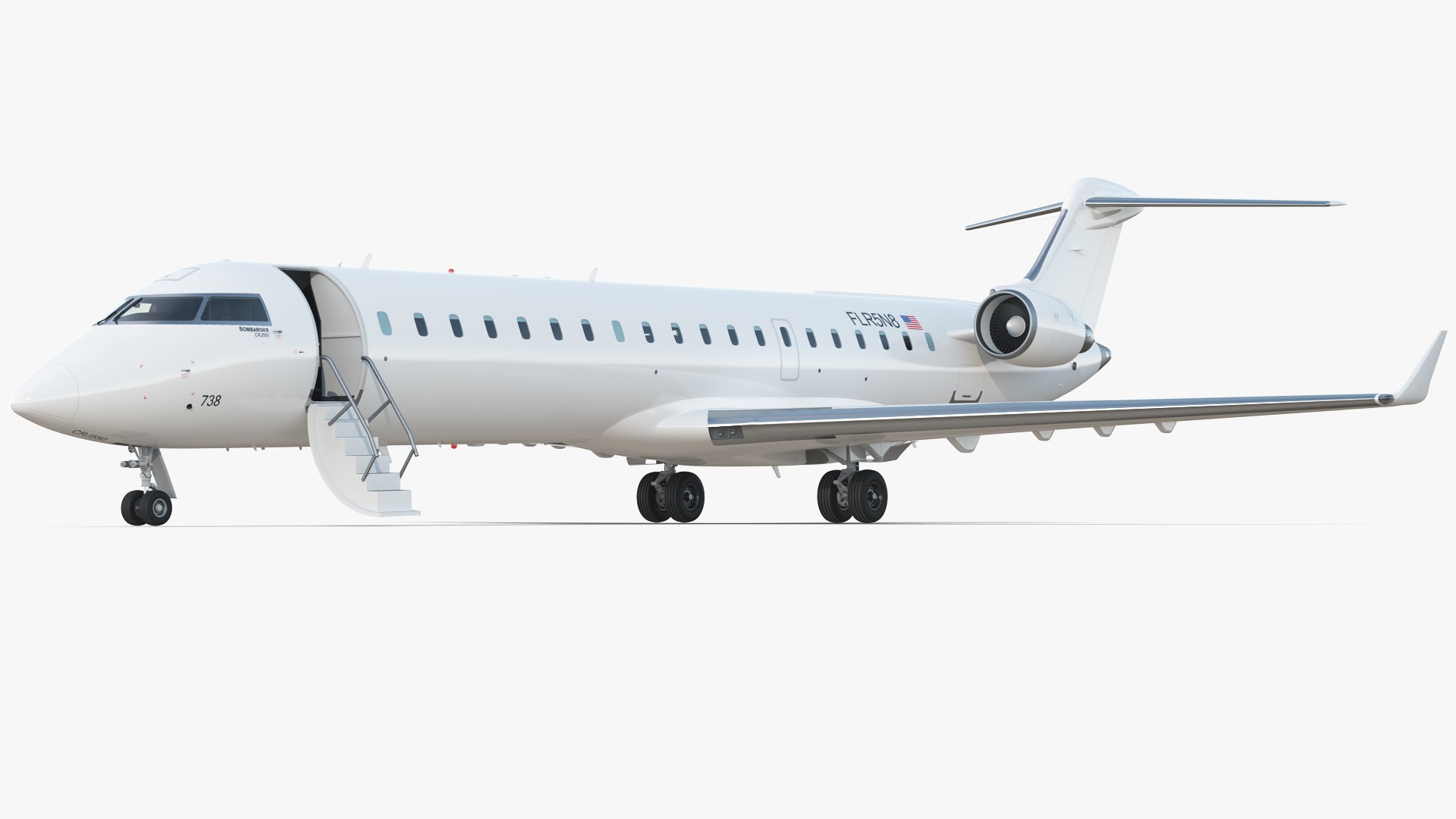 Regional Jet Bombardier CRJ550 Rigged 3D model preview