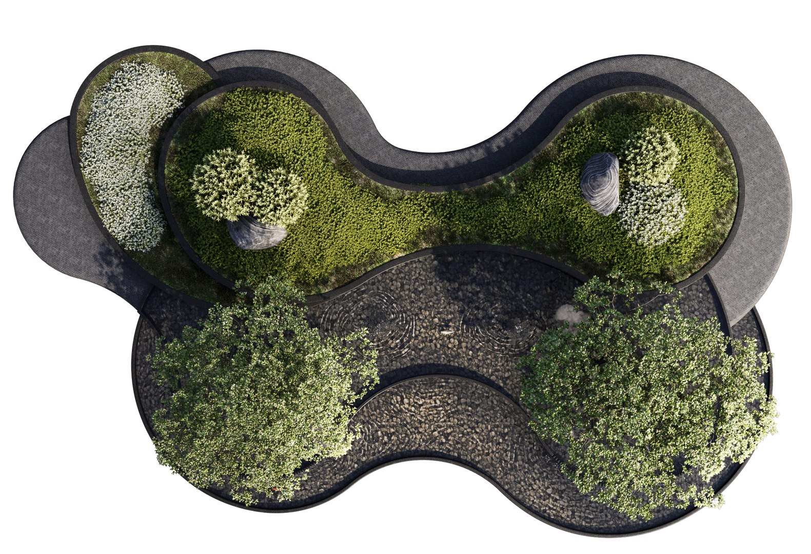 3D Landscaping Figure With Plants Waterfalls And Fish - TurboSquid 2128075