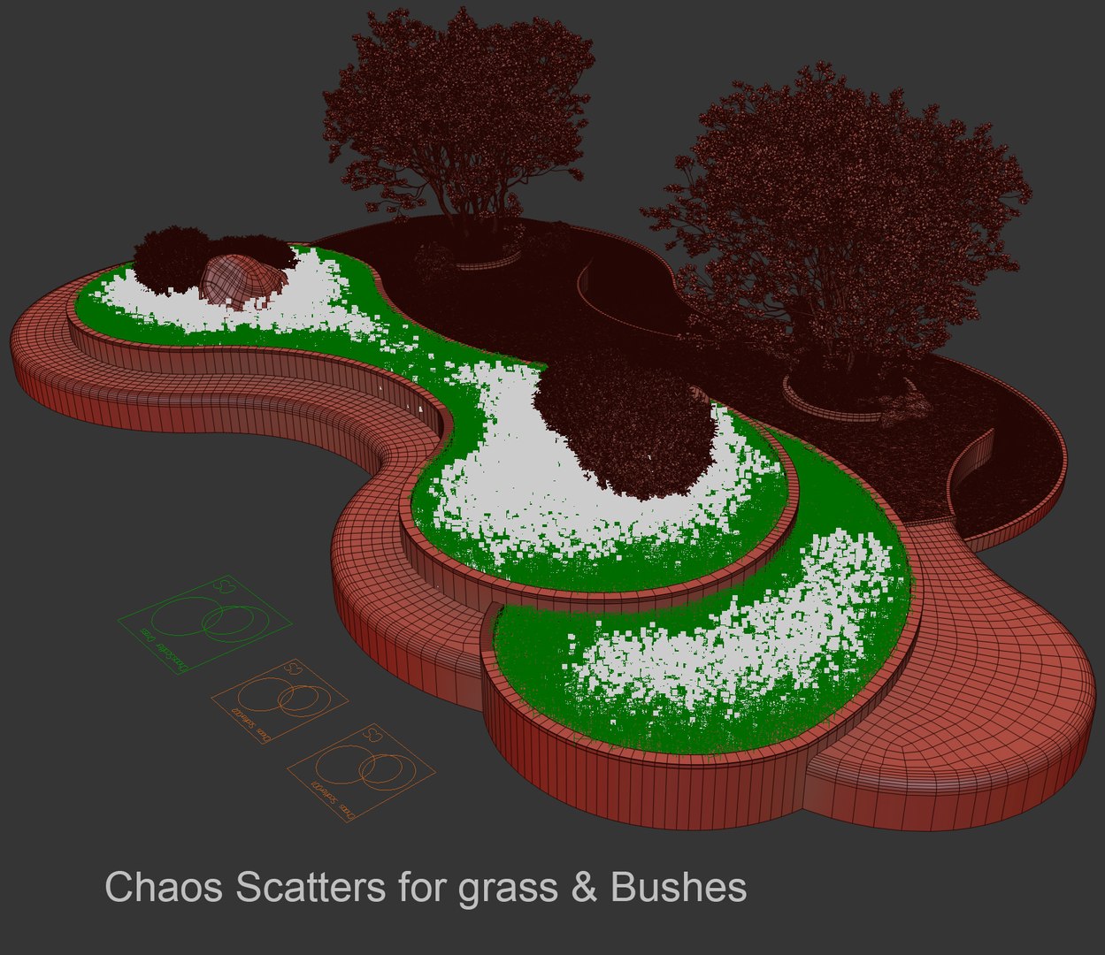 3D Landscaping Figure With Plants Waterfalls And Fish - TurboSquid 2128075