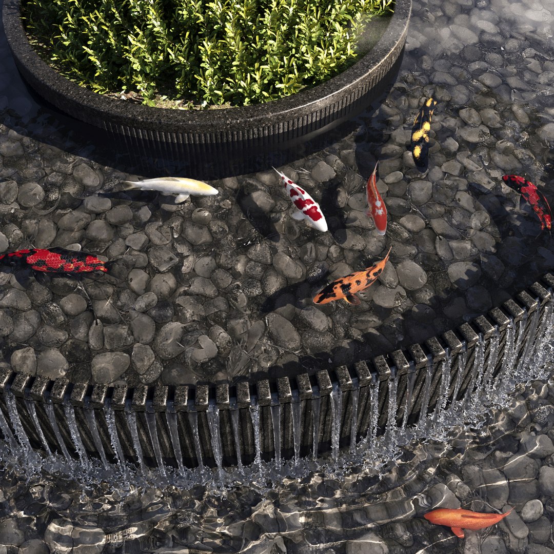3D Landscaping Figure With Plants Waterfalls And Fish - TurboSquid 2128075