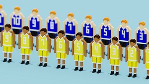 Voxel Basketball Team Players 3D