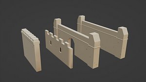 3D LowPoly Tower and City Walls model