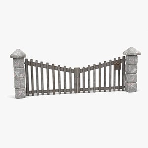 Double Doors Farm Gate with Stone Walls and Post Box - Modular