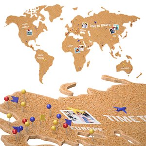 Cork World Map 3D