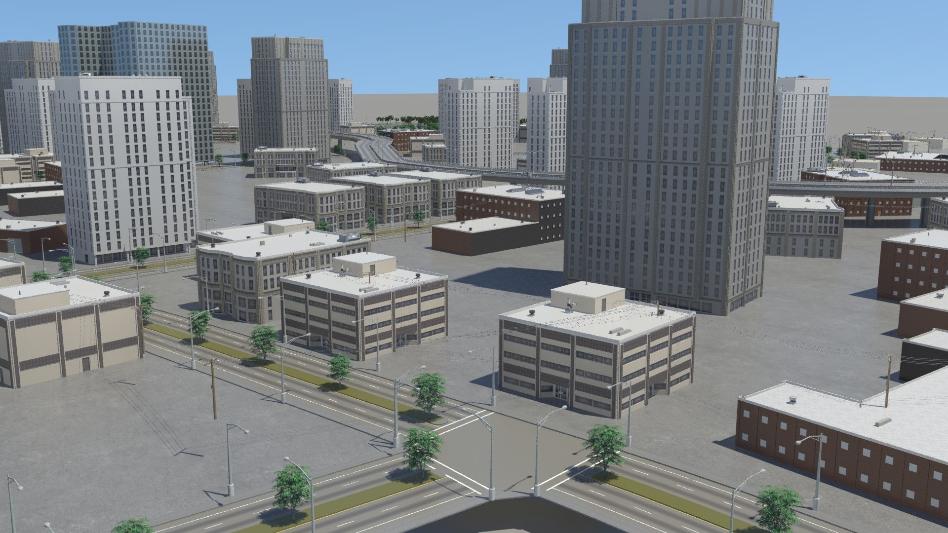3d Model Cityscape Scene Highrise