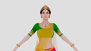 indian girl woman dancing 3D model