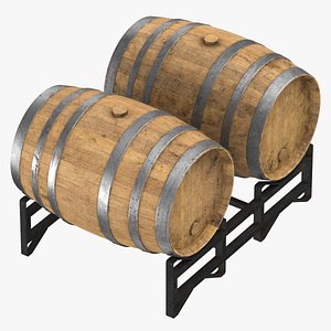 Barrel Wood Rack and Stacked 3D
