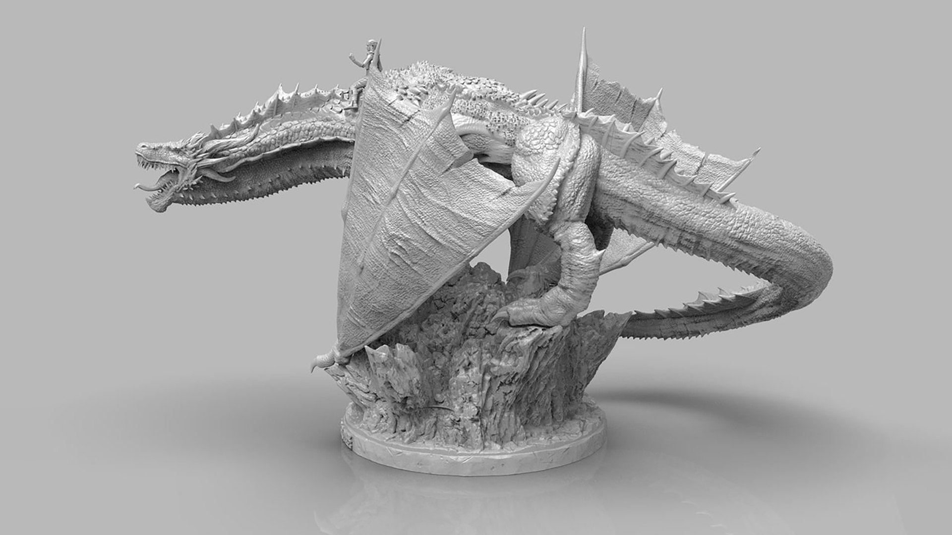 Monster Design Statue The Rider And The Dragon STL 3D Model Design ...
