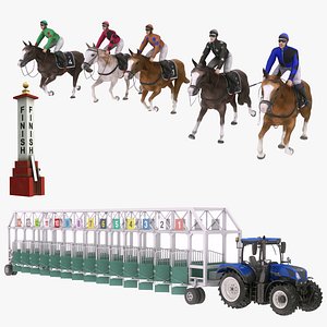Racing Horses Start Gate and Finish Line Tower Collection