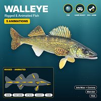 Walleye Fish Rigged and Animated