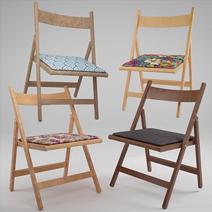 3D Wood Folding Chair with Cushion