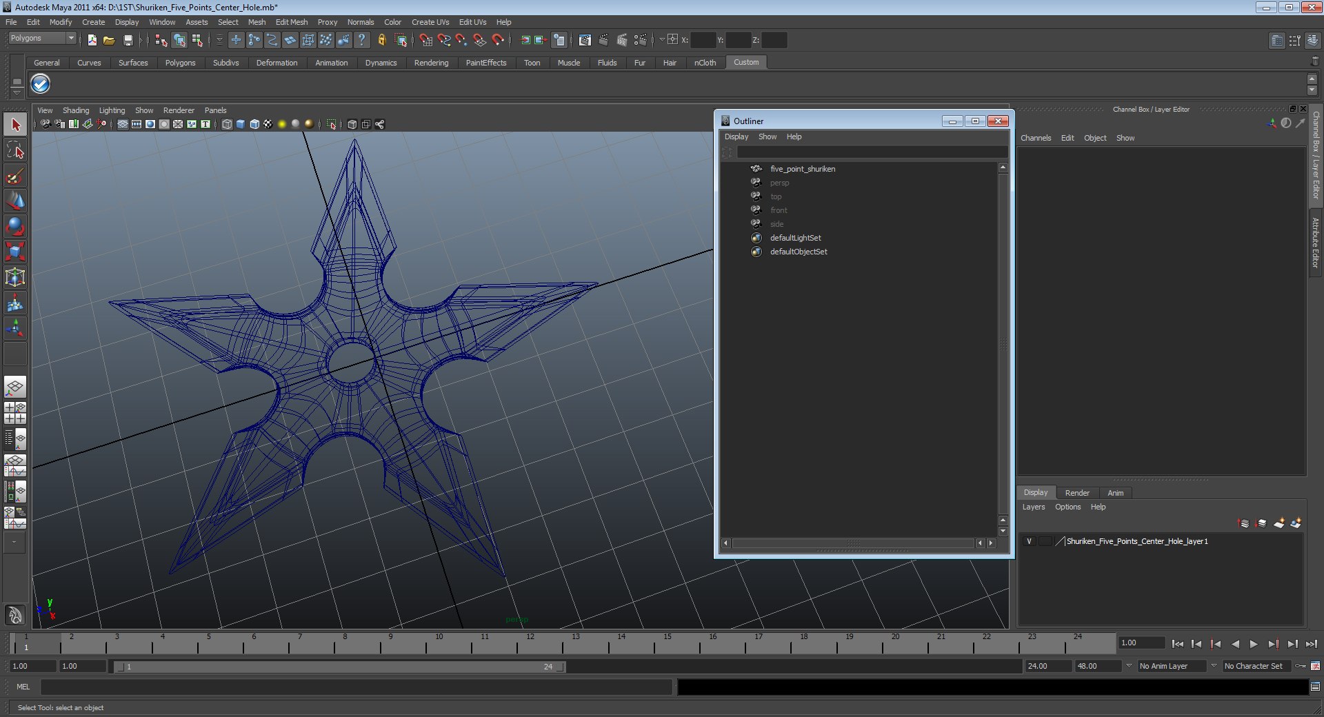 Shuriken Five Points Center Hole 3D model preview