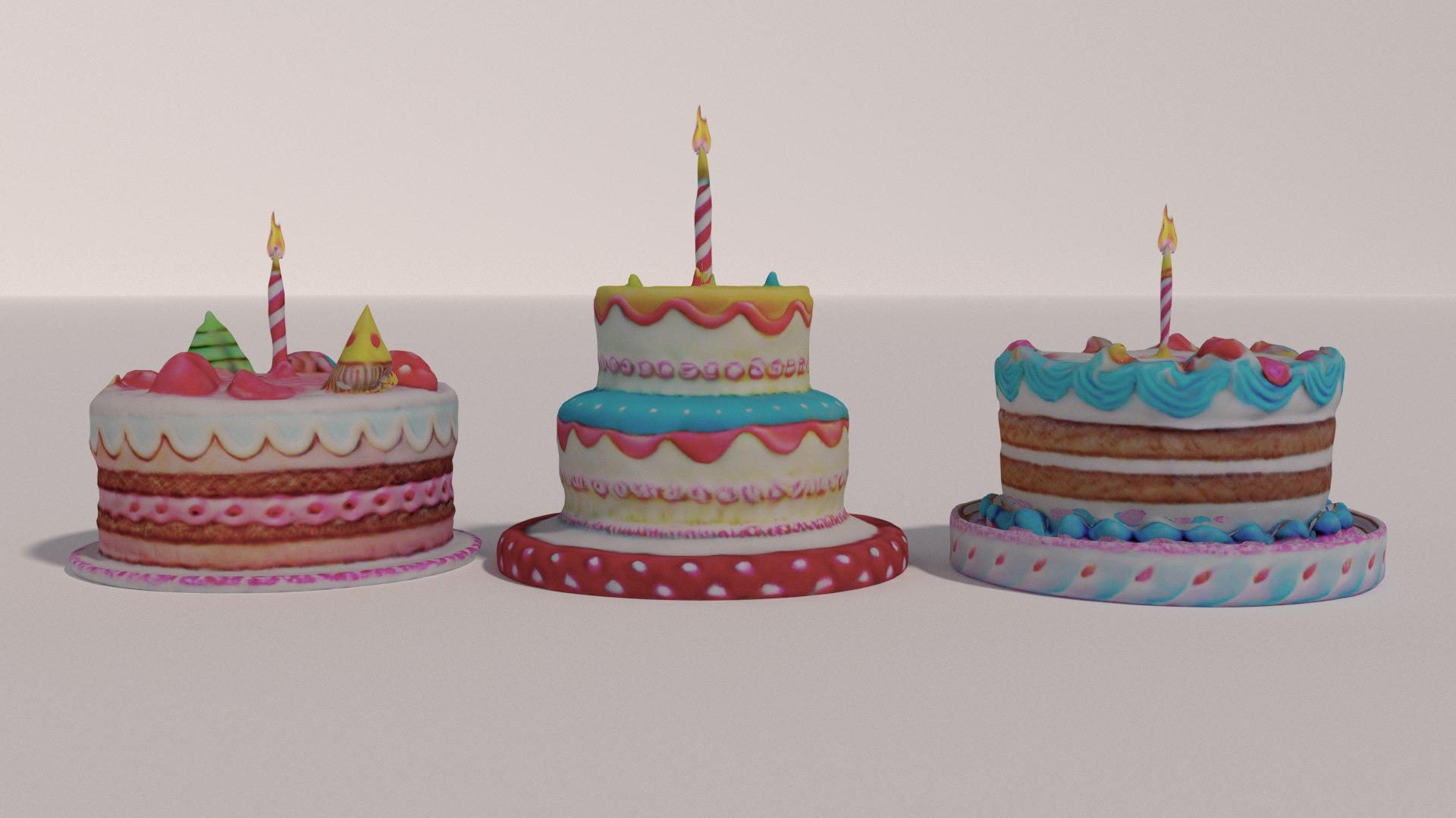 3 Birthday Cakes Model - TurboSquid 2329504