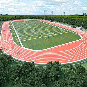 Athletic Running Track Stadium with Tribunes
