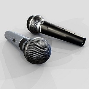 Microphone avec support et ampli Modèle 3D