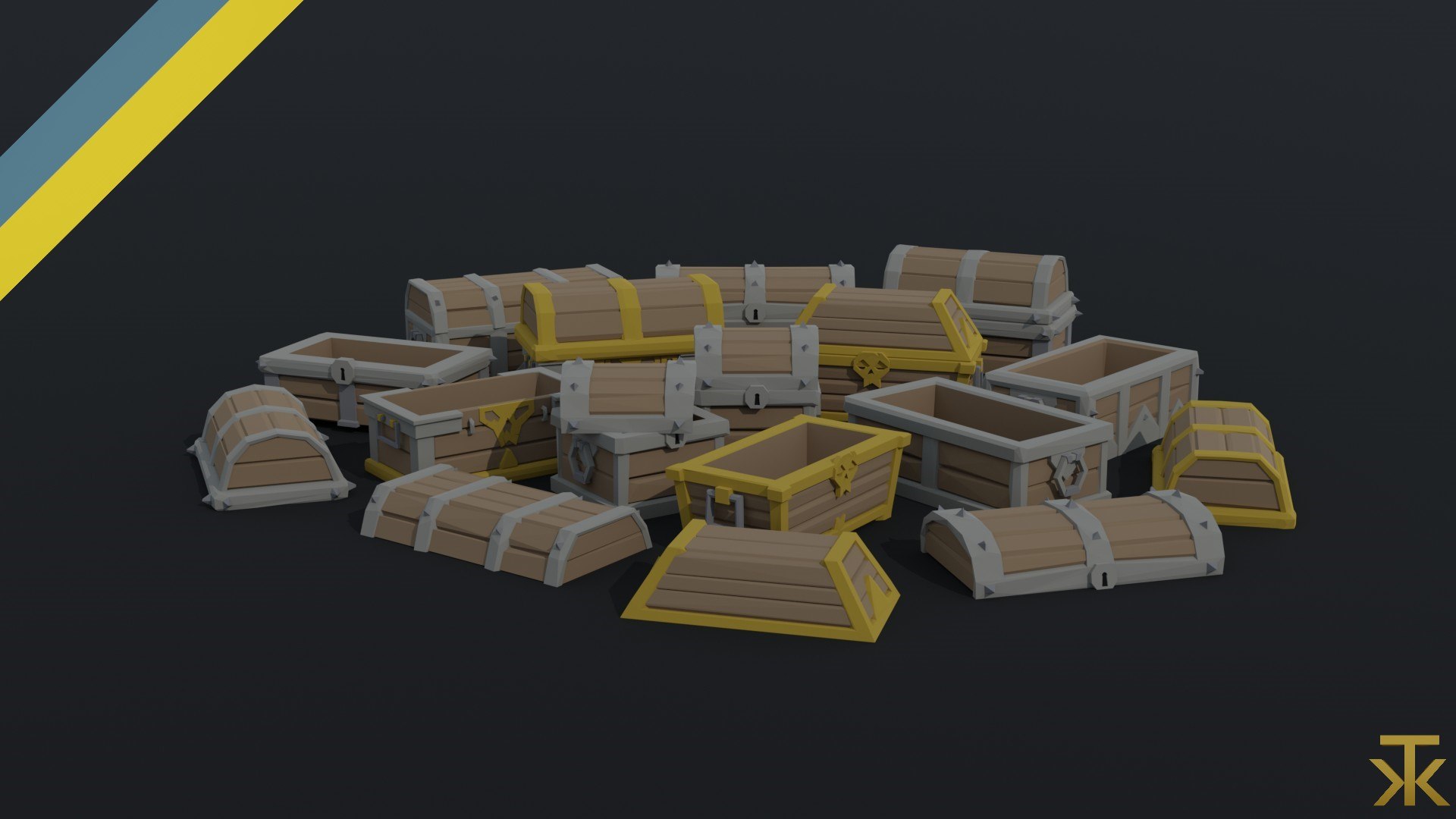 Low-poly Cartoon Fantasy Chests Polygonal Style 3D - TurboSquid 2202746