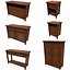 Set of 6 Antique Medieval Wooden Cabinets