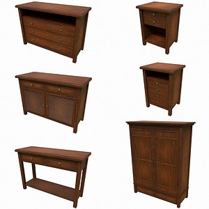 Set of 6 Antique Medieval Wooden Cabinets