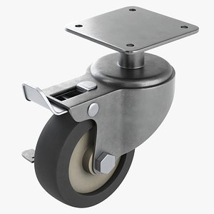 3D Swivel Plate Caster Wheel model