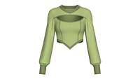 Girls Keyhole Cutout Long Sleeve Crop Top V2
