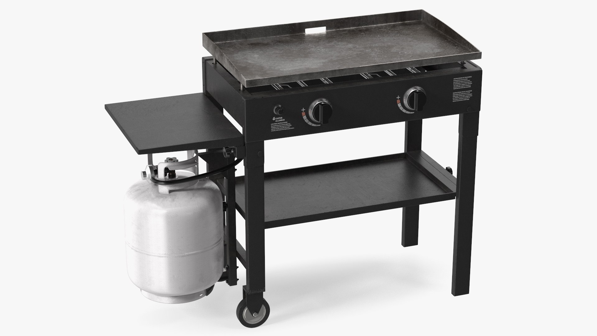 Flat Top Griddle Station with Gas Cylinder Dusty 3D model preview