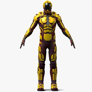Futuristic Armored Cyborg Yellow Rigged for Maya