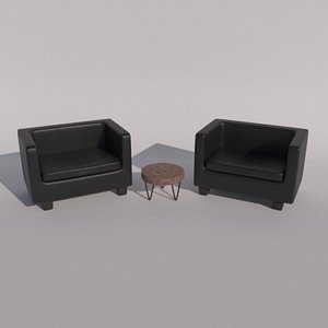 arm chair and table 3D