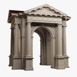 3D Arched portico in Doric mutulary order column gazebo