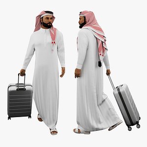 Arab Man with Trolley 3D Model model
