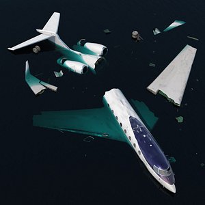 Crashed Business Jet in Ocean Surface model