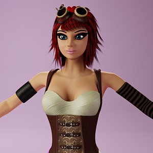 steampunk girl 3D model