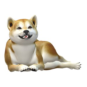 Shiba Inu dog - laying 3D model