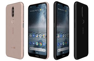 3D model Nokia 4 2 Black And Pink Sand Low Poly