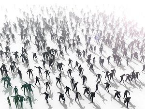 zombie crowd people 3D