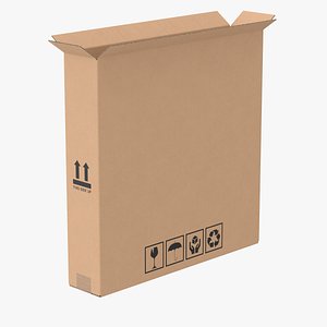 Cardboard Box 50x10x50 Half Open 3D