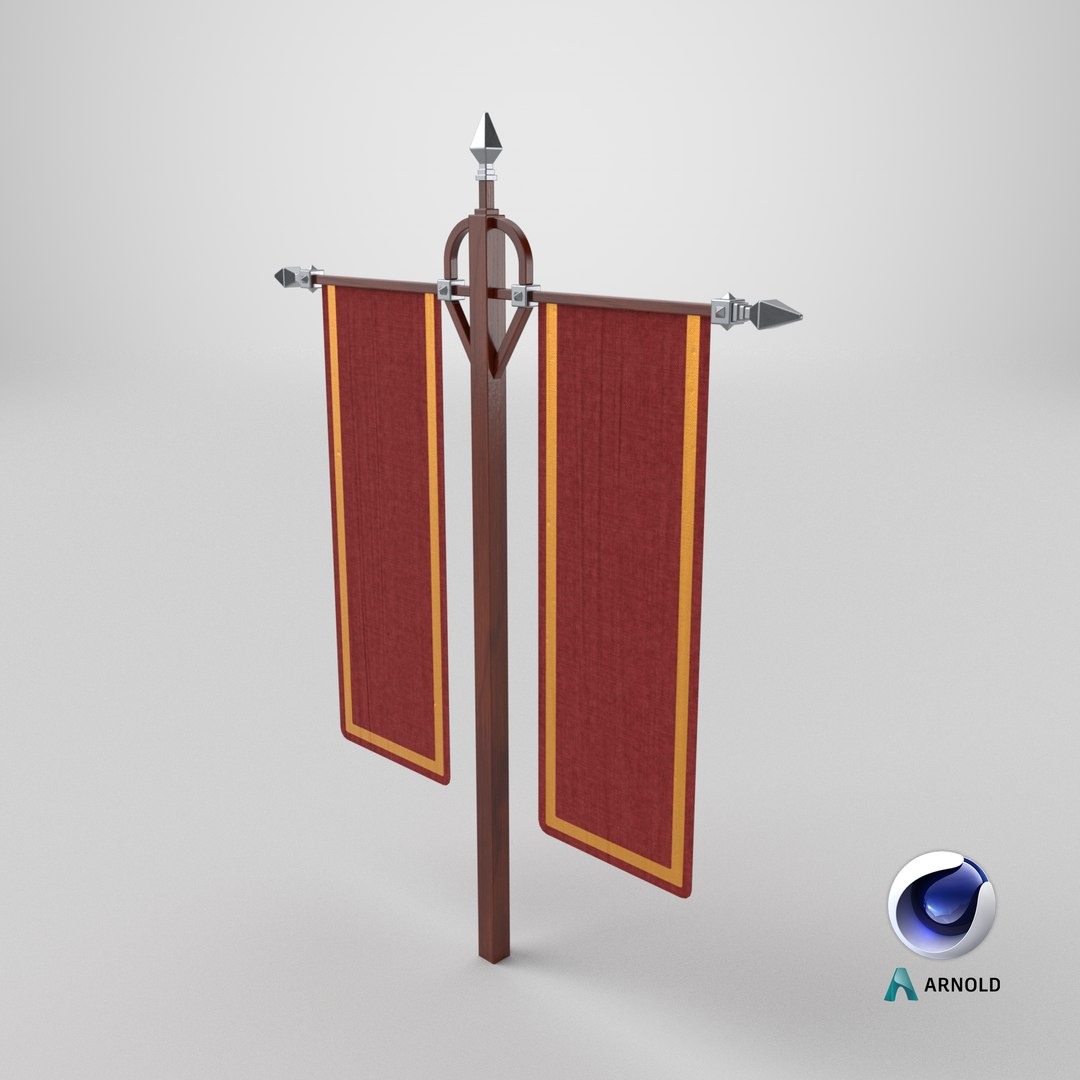 3D Model Double Banner Rectangle Red - TurboSquid 2544081