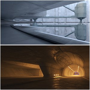 3D 2 Futurusristic Tunnels Set model