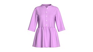 3D Girls Three-Quarter Sleeve Peplum Tunic Top model