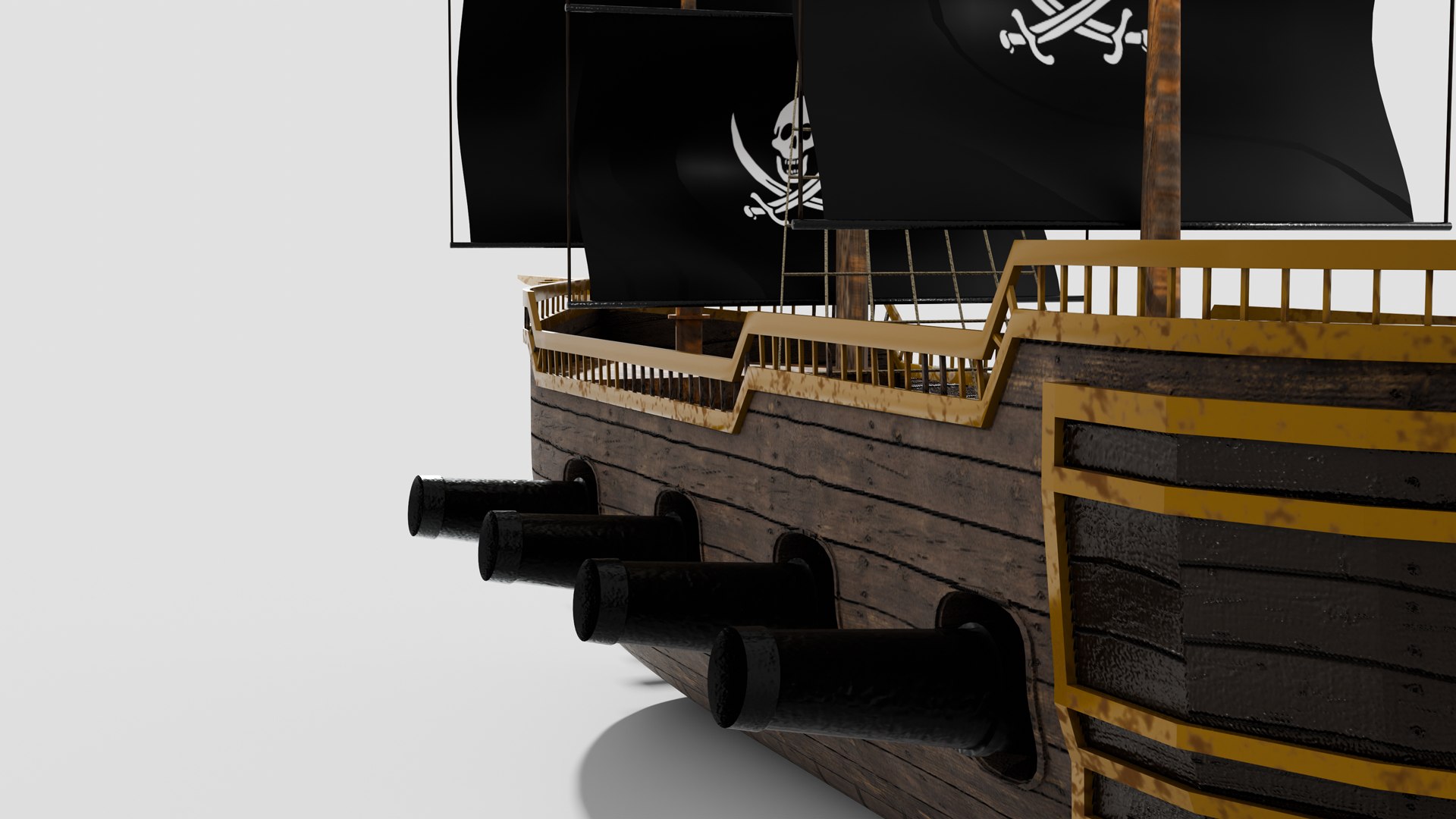 Low Poly Pirate Ship 3D Model Stylized Game Asset With Textures 3D ...