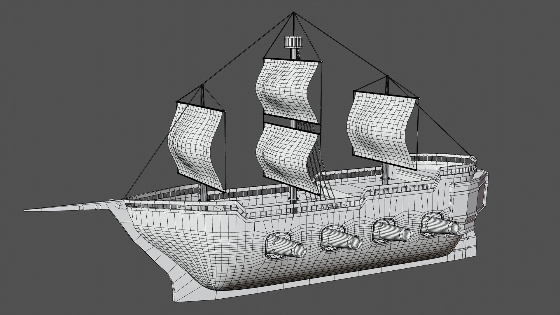 Low Poly Pirate Ship 3D Model Stylized Game Asset With Textures 3D ...