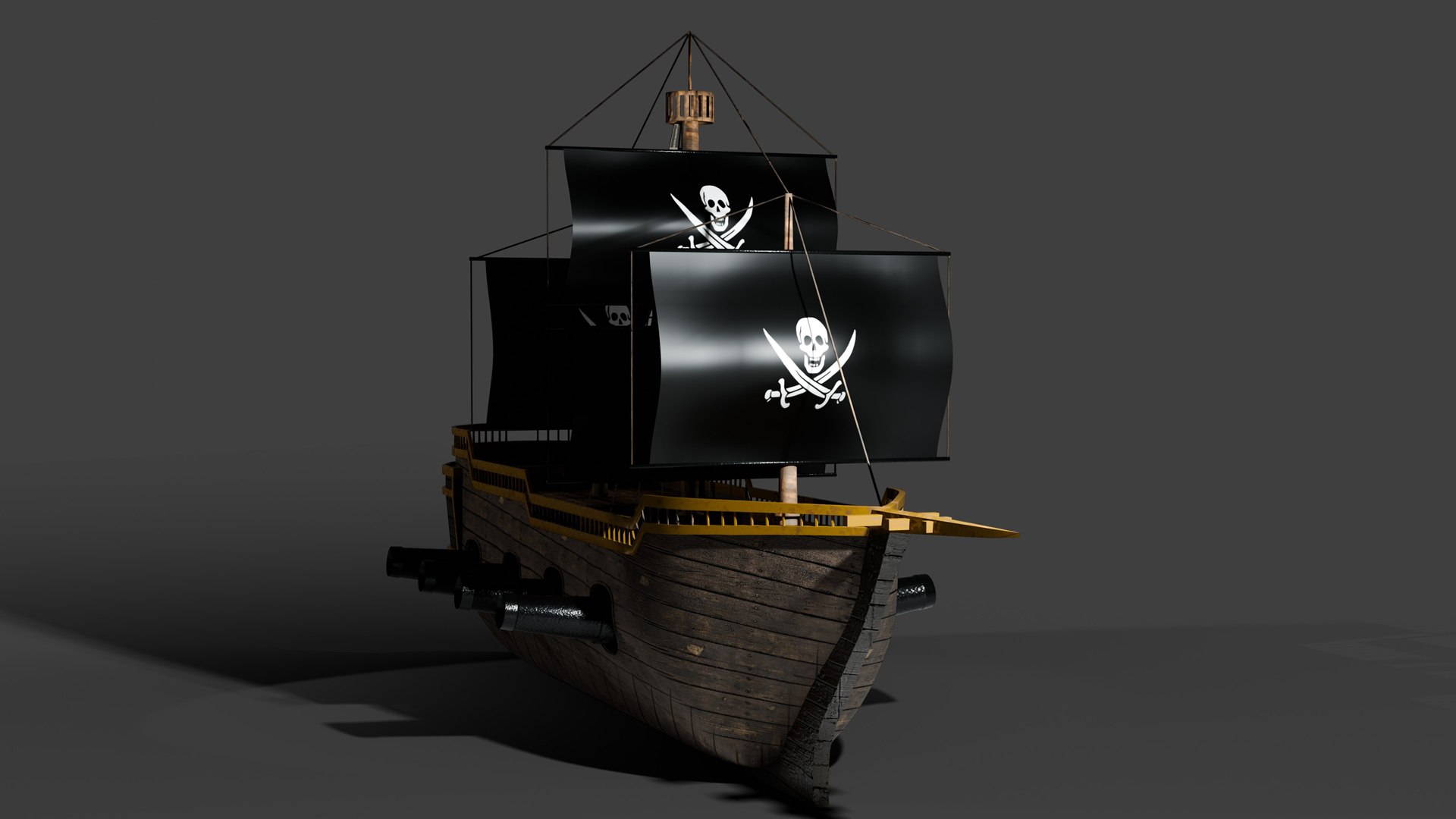 Low Poly Pirate Ship 3D Model Stylized Game Asset With Textures 3D ...