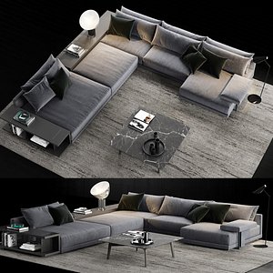 3D model poliform bristol sofa coffee table