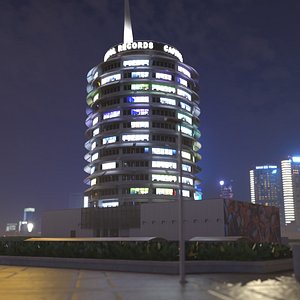 Capitol Records Tower Night Illumination White