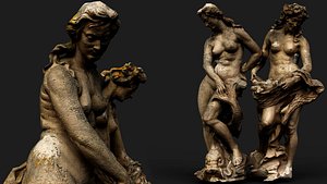 3D ancient nymphs stone monument PBR photogrammetry
