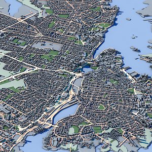 Stavanger City Norway 3D Model Norwegian Coastal City Oil Capital Architecture  Fjord Landscape 3D model